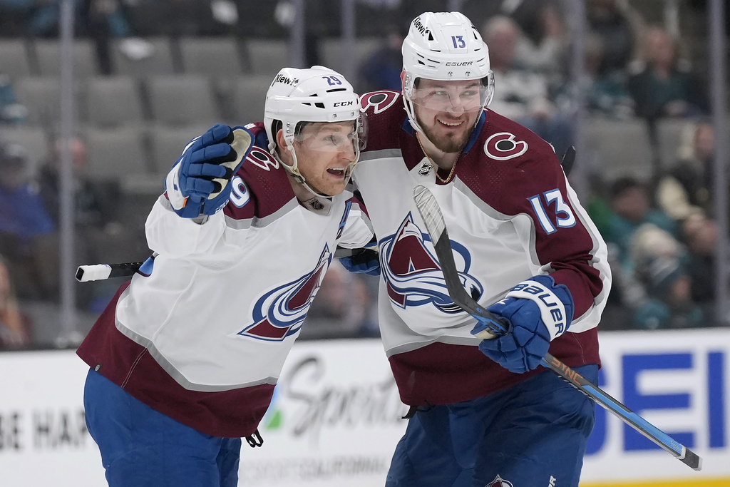 MacKinnon scores 2 leads Avalanche past Sharks 43 in OT  Sentinel Colorado