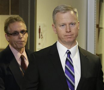 District Attorney George Brauchler arrives at district court for a hearing in the case of Aurora theater shooting suspect James Holmes in Centennial, Colo., on Monday, April 1, 2013. Brauchler announced he will seek the death penalty against Holmes. (AP Photo/Ed Andrieski)